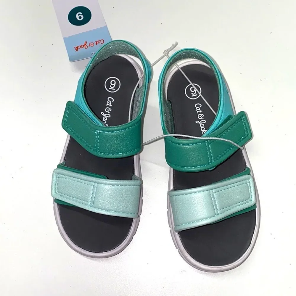 🔥Cat & Jack  baby kids  shoes unisex sandals  New teal green /tate (200)